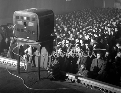 TV broadcasting in a Theatre. Carpi, 1956